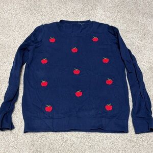 Navy Blue Sweater with Red Apple Design crewcuts